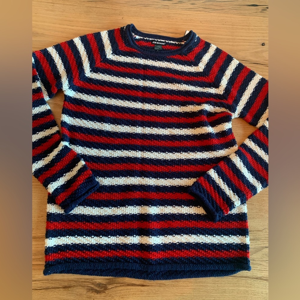 Joe Boxer Striped Long Sleeve Sweater Red‎ White Blue Womenms XL Preloved